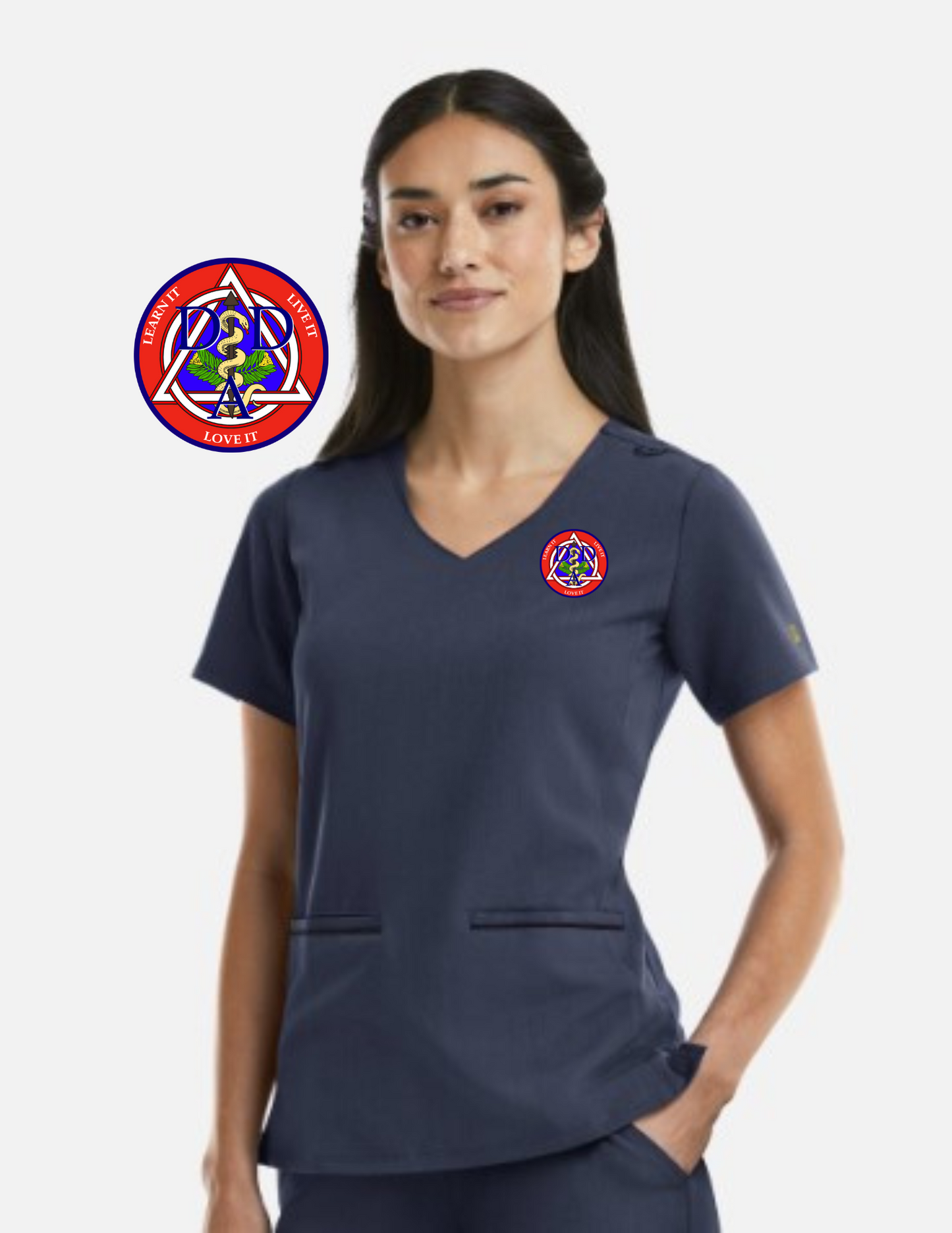 DAD Women's Matrix Pro Top 3902 (Dallas Academy of Dentistry- Heather Navy)