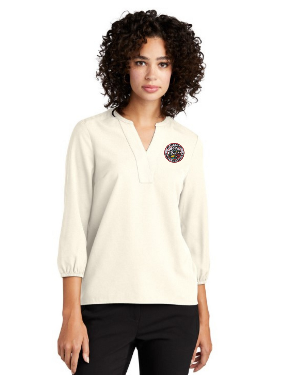 BCFD_MM2011 Mercer+Mettle® Women's Stretch Crepe 3/4-Sleeve Blouse