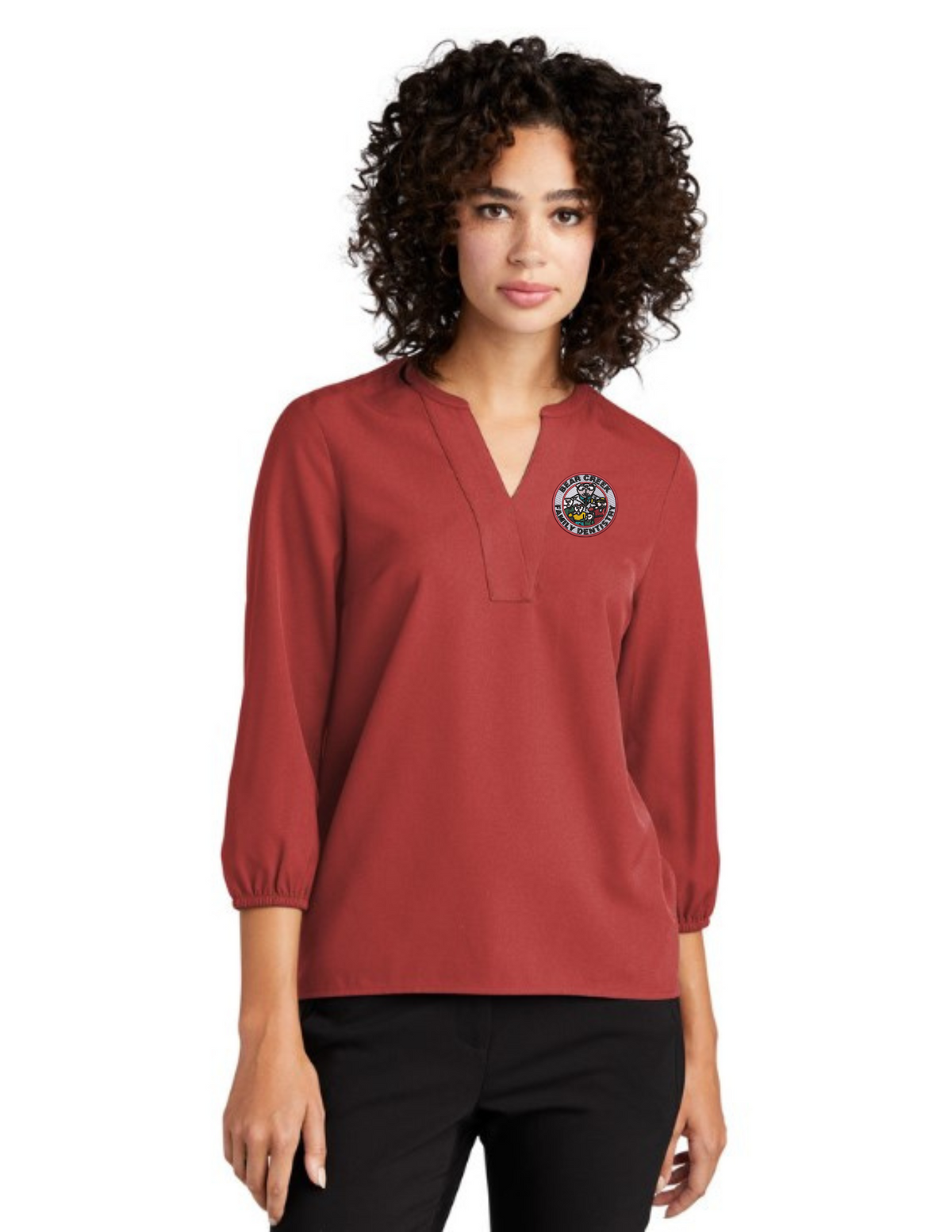 BCFD_MM2011 Mercer+Mettle® Women's Stretch Crepe 3/4-Sleeve Blouse